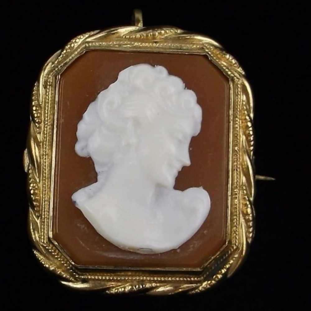 Vintage‎ 1930s Celluloid Cameo Brooch / Pendant